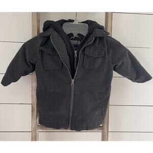 iXtreme Toddler Wool Blend Hooded Coat Double Zippered Lined Gray Size 2T